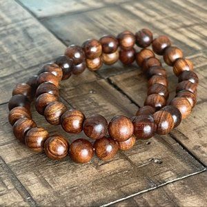 2pc 8mm Coconut Wood Stretch Bead Bracelet
